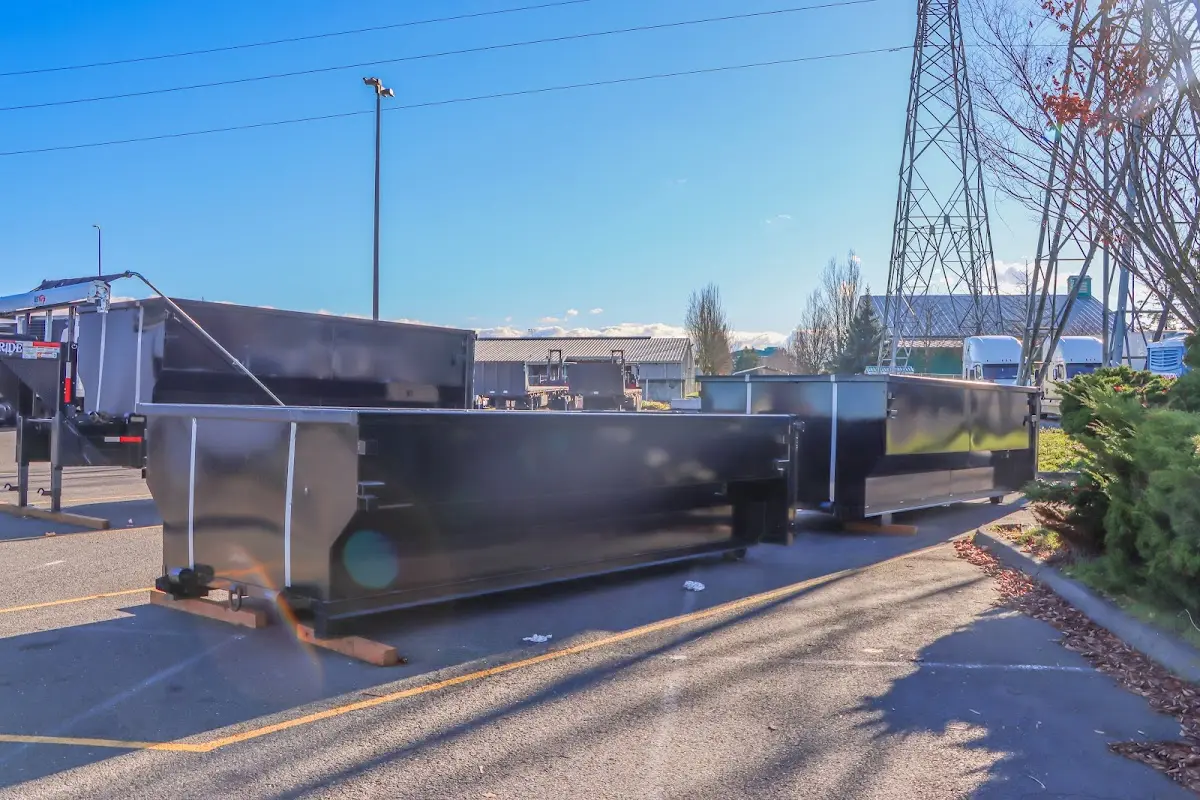 Roll-off dumpster ready for waste disposal at job site for Construction Dumpster Rental in Riverdale